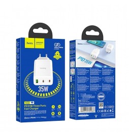 CHARGEUR SECTEUR HOCO 2 X TYPE C + USB A PD QC3.0 3A 35W N33 BLANC