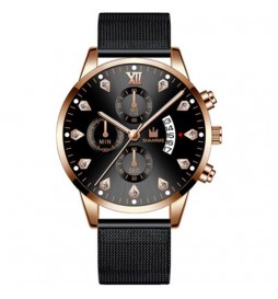 MONTRE SHAARMS NOIR ET  OR ROSE AVEC DATE