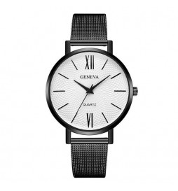 MONTRE GENEVA NOIR CADRAN BLANC