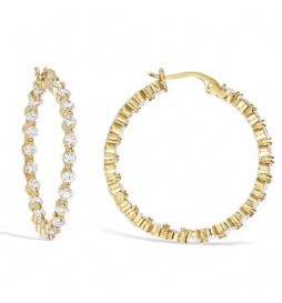 BOUCLE D'OREILLES EN PLAQUE OR CREOLE OXYDES BLANCS