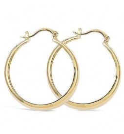 BOUCLE D'OREILLES EN PLAQUE OR CREOLE 30MM  LARGE