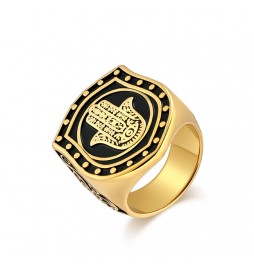 BAGUE ACIER DORE MAINT DE FATMA TAILLE 66