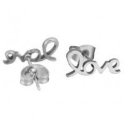 BOUCLE D OREILLE ACIER INOXYDABLE LOVE