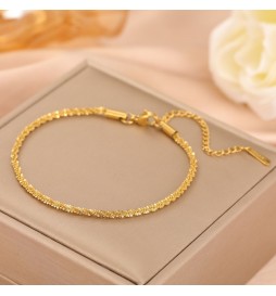 BRACELET ACIER DORE TORSADE 16/ 22CM