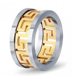 BAGUE ACIER DORÉ TRIBAL TAILLE 62