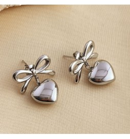 BOUCLE D OREILLE ACIER COEUR NOEUD