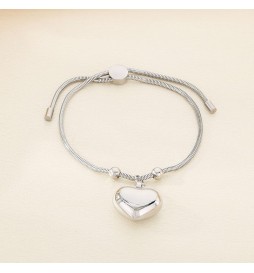 BRACELET ACIER MAILLE SERPENT COEUR