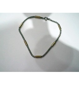 BRACELET ACIER DORE  ET GRIS 20CM