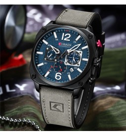 MONTRE CURREN 8398 KAKI CADRAN BLEU