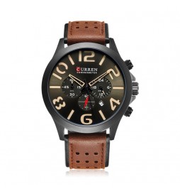 MONTRE CURREN 8244 MARRON  VERRE FUME CADRAN NOIR