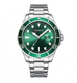 MONTRE CURREN 8388 BRACELET  SILVER CADRAN VERT